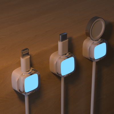 夜光床头磁吸理线器数据线固定器卧室桌面手机充电线卡扣收纳神器