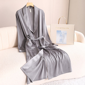 新款 春秋季 浴袍彷真丝绸送男友送爸爸 睡袍男冰丝长袖 中秋节礼盒装