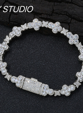 美式潮流欧美嘻哈十字架星星锆石手链女高级感百搭饰品男士手链