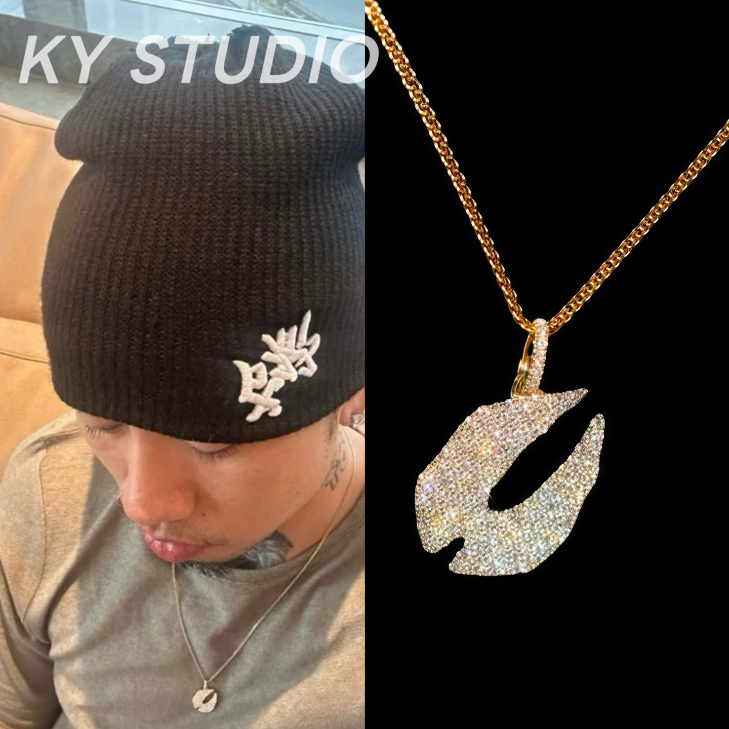 欧美嘻哈风乐透人生锆石吊坠hiphop个性潮男时尚百搭项链满钻饰品