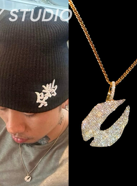 欧美嘻哈风乐透人生锆石吊坠hiphop个性潮男时尚百搭项链满钻饰品