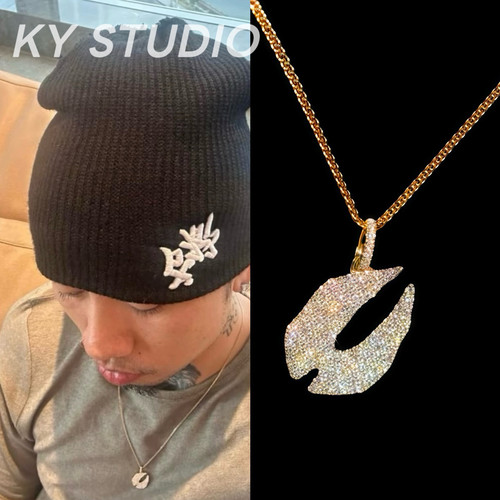 欧美嘻哈风乐透人生锆石吊坠hiphop个性潮男时尚百搭项链满钻饰品