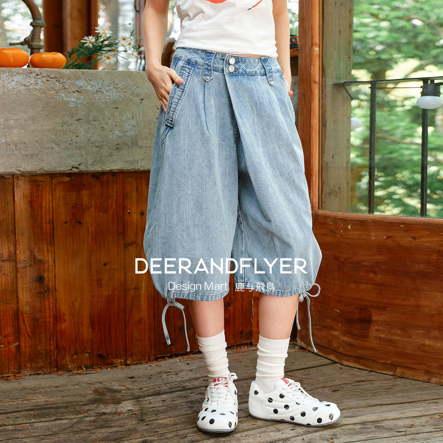 抽绳调节韩系运动风显瘦阔腿裤