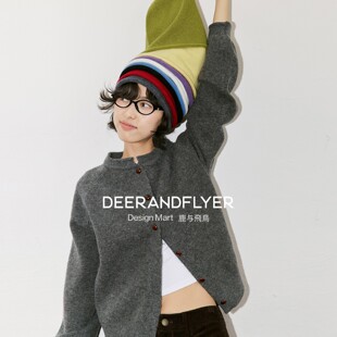 鹿与飞鸟 舒适温暖绵羊毛显脸小微卷边多色针织帽7115 头围天菜