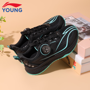 李宁儿童跑步鞋男童2026春季新款青少年黑色专业竞速训练运动鞋