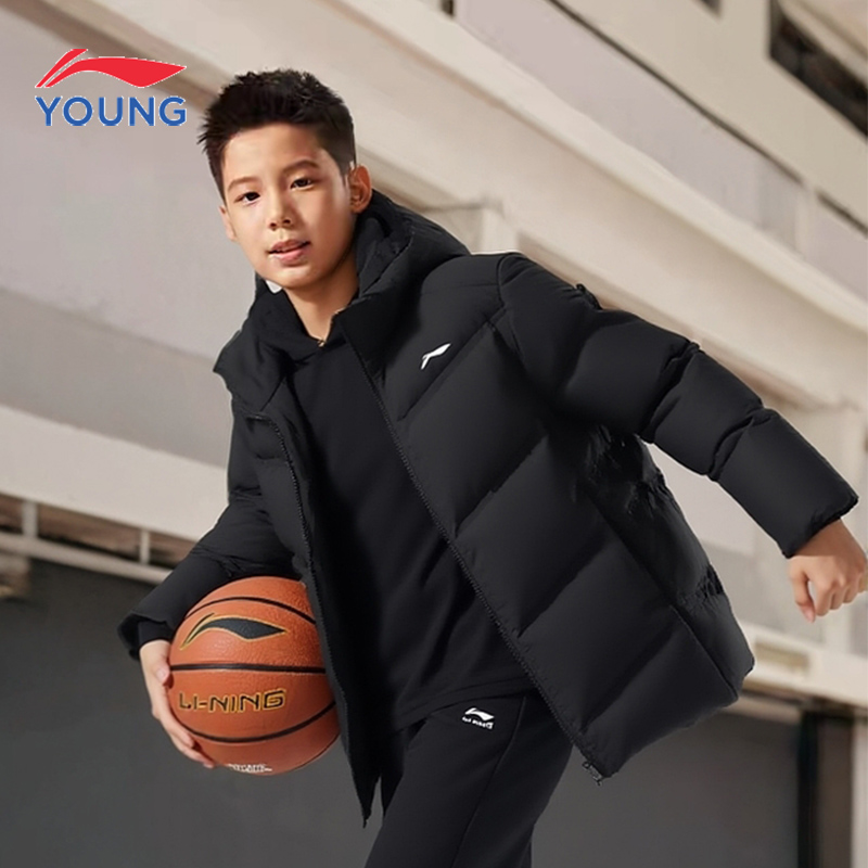 李宁儿童羽绒服冬季短款宽松