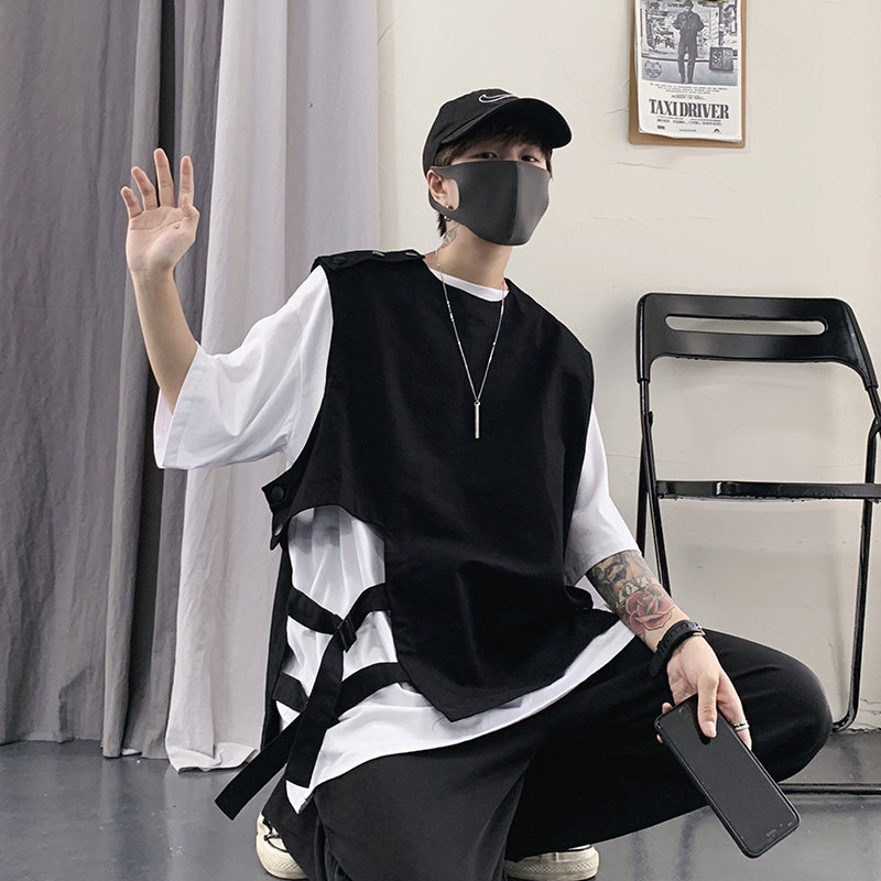 夏季日系港风工装马甲男士ins复古个性韩版宽松背心潮牌外套,男装背心/马甲,星座813-2