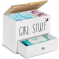 Wooden household tampon storage box with drawers, bathroom tissue storage box, laundry pod storage box thumbnail 2