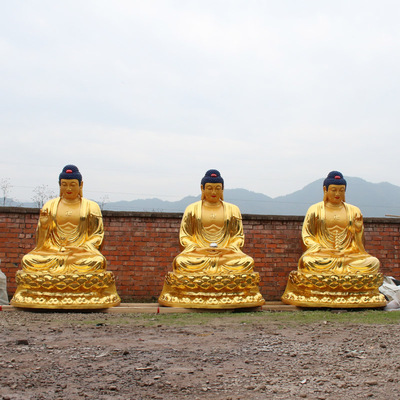 三宝佛树脂佛像玻璃钢寺庙