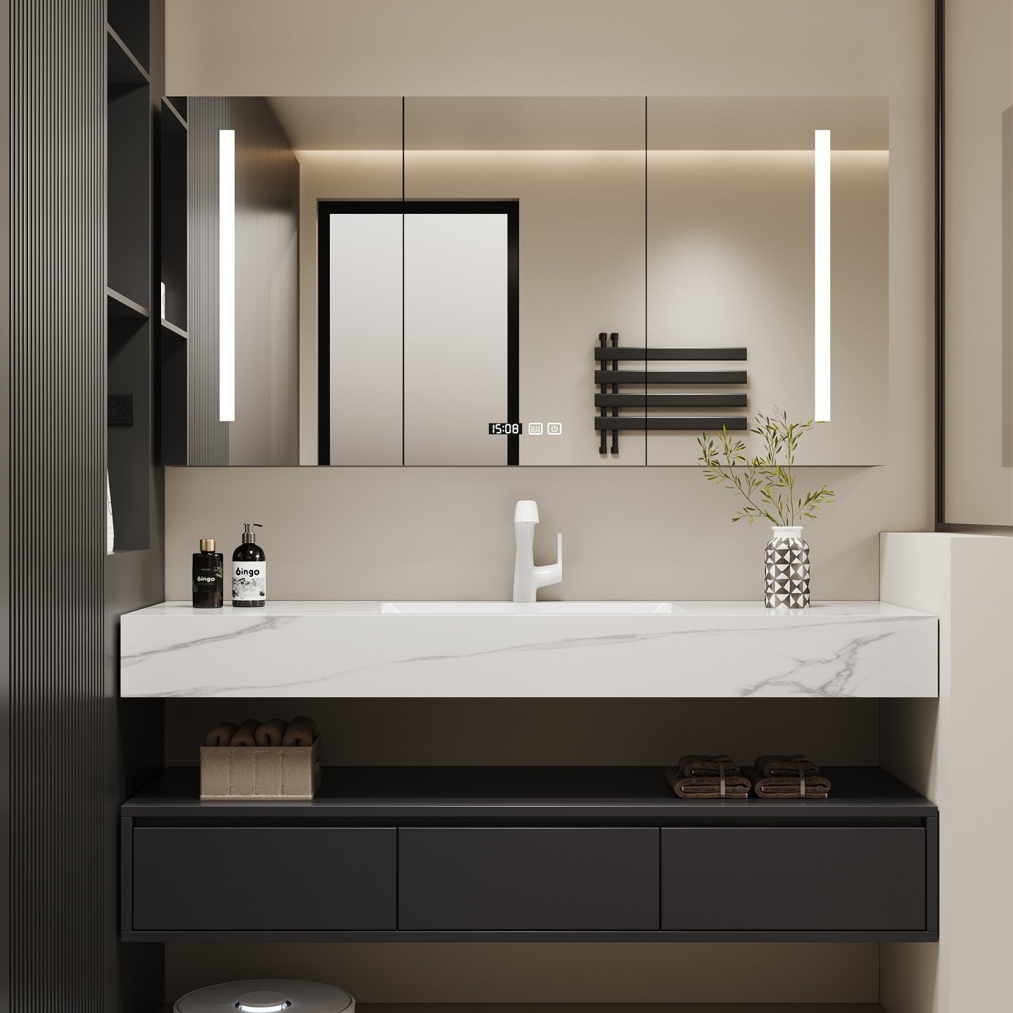 酒店风浴室柜岩板无缝一体盆卫生间洗漱台洗手台盆柜洗脸盆柜组合,家装主材,浴室柜组合,淘宝优惠券,粉丝福利购,淘宝优惠卷