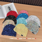 透气百搭套头帽 镂空渔网帽子女宝宝夏季 儿童针织帽春秋季 洋气时尚