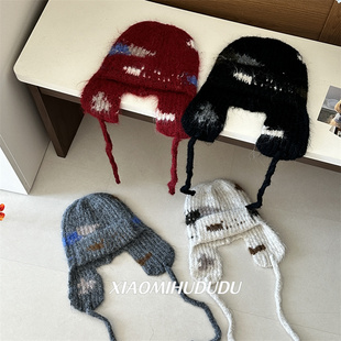 儿童帽子新款秋冬韩版护耳帽雷锋帽男女童保暖针织帽宝宝毛线帽