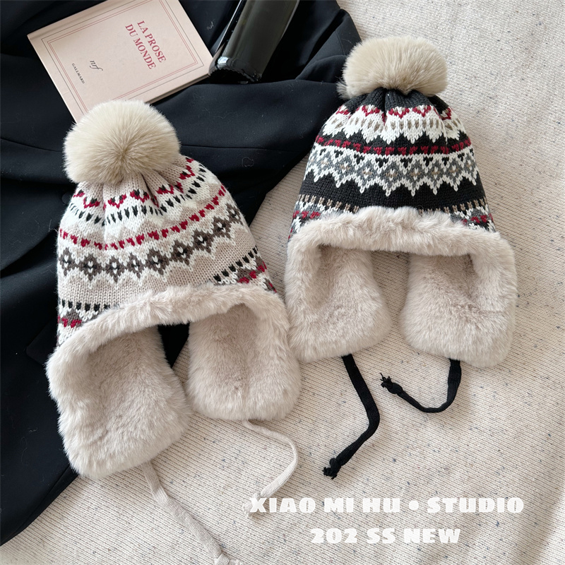 冬季新款儿童保暖护耳毛线帽子