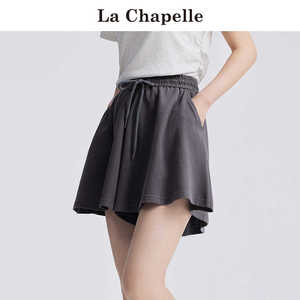 拉夏贝尔/La Chapelle短裤女夏季小个子高腰显瘦五分裤百褶裙裤