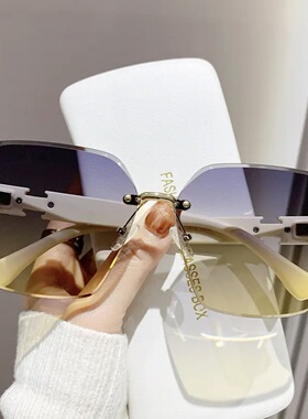 偏光变色无框方形显脸小防UV墨镜