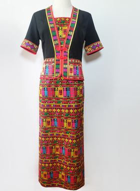 海南黎族服装新款长裙筒裙套装黎锦服饰哈杞方言润赛方言美孚方言