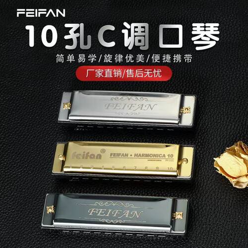 飞繁10孔C调布鲁斯口琴演奏级