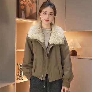 羊羔毛外套女加绒加厚冬季 宽松高级感小个子派克服夹克 2025新款