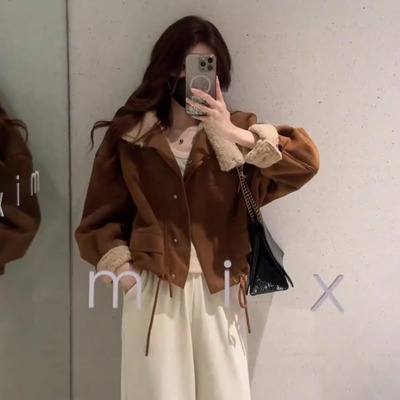 秋冬新款2025羊羔毛外套女加绒