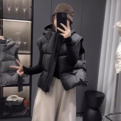 白鸭绒羽绒马甲女短款冬季新款