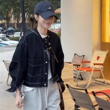 牛仔外套女短款春季2025新款韩版复古宽松高级感小个子夹克上衣