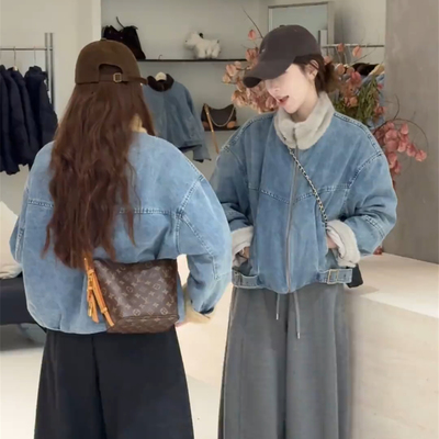 牛仔外套女短款加绒加厚冬季
