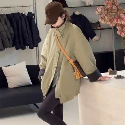 加绒加厚派克服外套女中长款棉衣