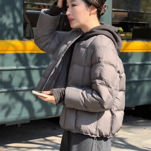 白鸭绒羽绒服女短款冬季2025新款高级感宽松洋气小个子面包服外套