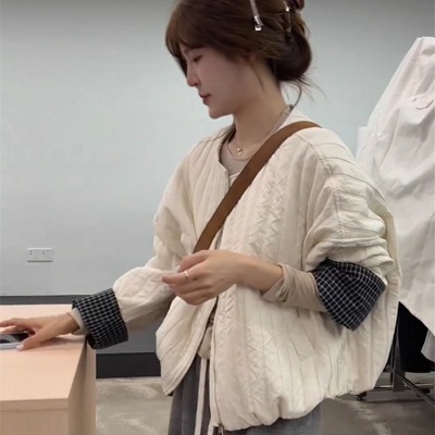 夹棉加厚外套女短款秋冬新款