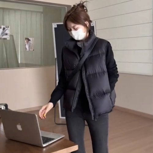 白鸭绒羽绒马甲女短款背心秋冬