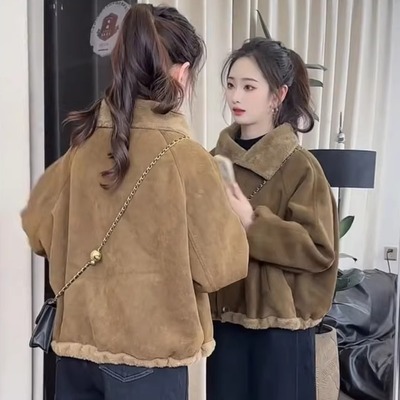 羊羔毛外套女加绒加厚冬季2025