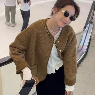 小香风羊羔毛外套女2025秋冬