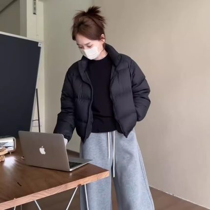 白鸭绒羽绒服女短款小个子冬季2024新款韩版宽松高级感面包服外套