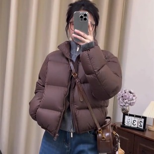 韩版 新款 高级感小个子面包服 小个子2024冬季 白鸭绒羽绒服女短款