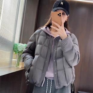 白鸭绒羽绒服女短款冬季2025新款轻薄宽松高级感小个子面包服外套