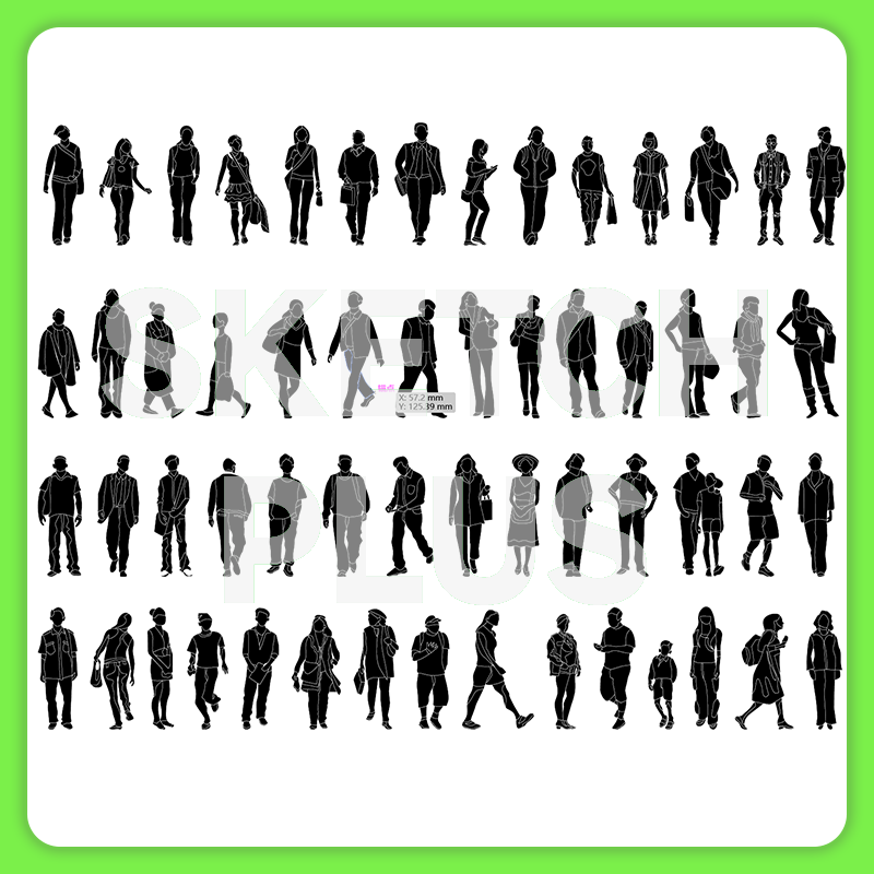 ai黑白人物线稿素材 竞赛风人物剪影