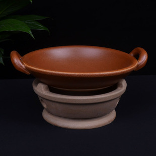 湘菜馆土钵子土陶双耳锅酒精炉热菜保温炉带耳砂锅饭店粗陶小干锅