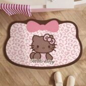 豹纹Hellokitty可爱卡通浴室硅藻泥洗澡吸水厕所卫生间门口脚踏垫