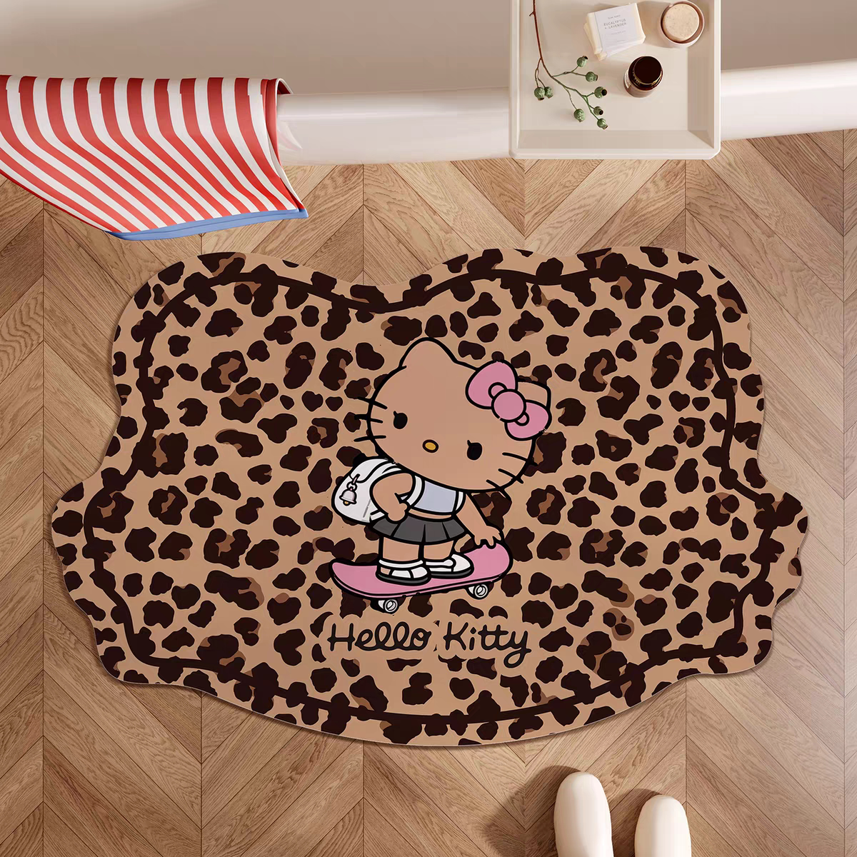 复古豹纹hellokitty浴室吸水防滑地垫卫生间厕所脚垫淋浴房家用毯