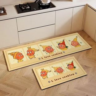 卡通星星人厨房地垫硅藻泥防滑防油可擦免洗脚垫耐脏条形吸水地毯