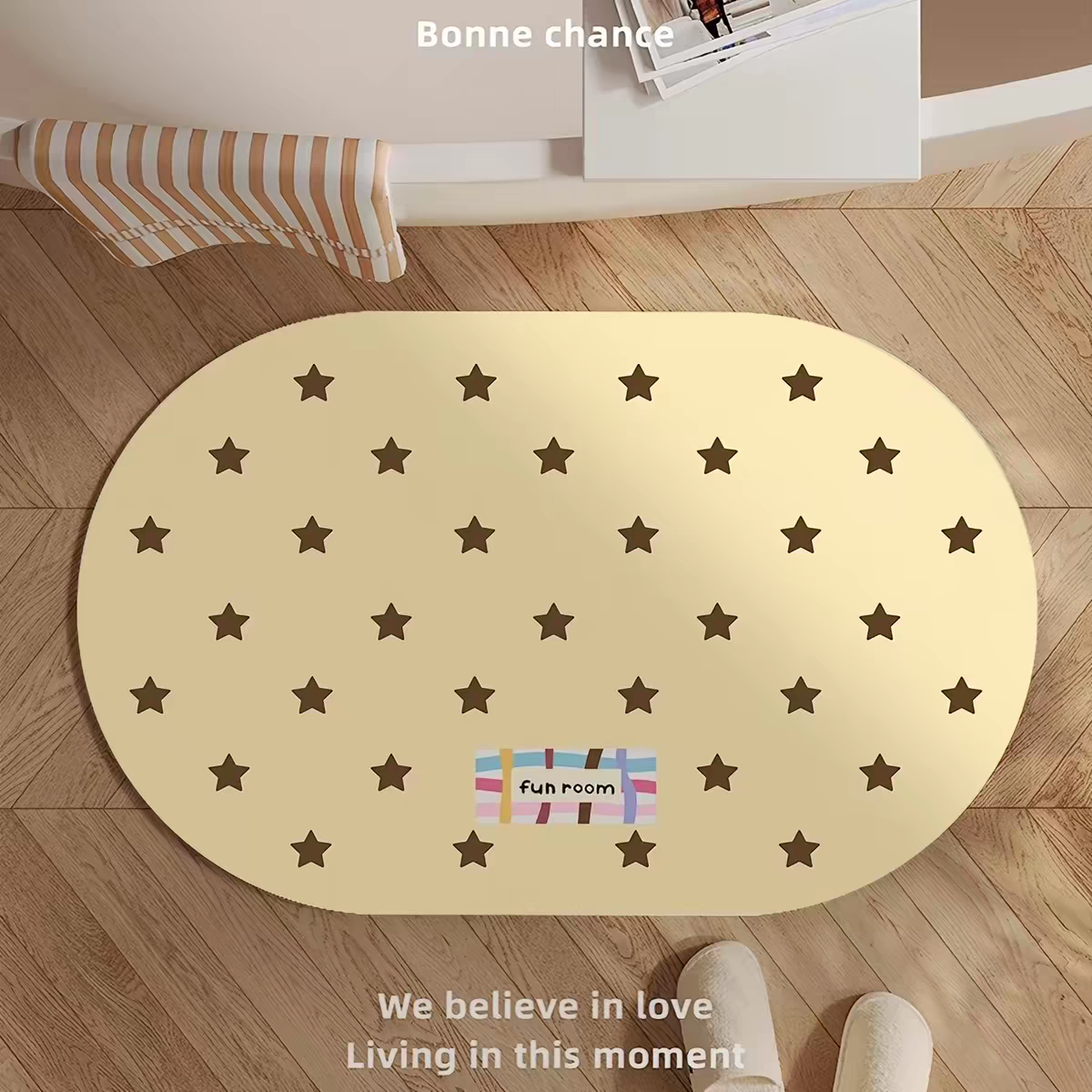 韩系奶油风星星浴室地垫硅藻泥吸水地垫防滑卫生间厨房浴室台盆垫