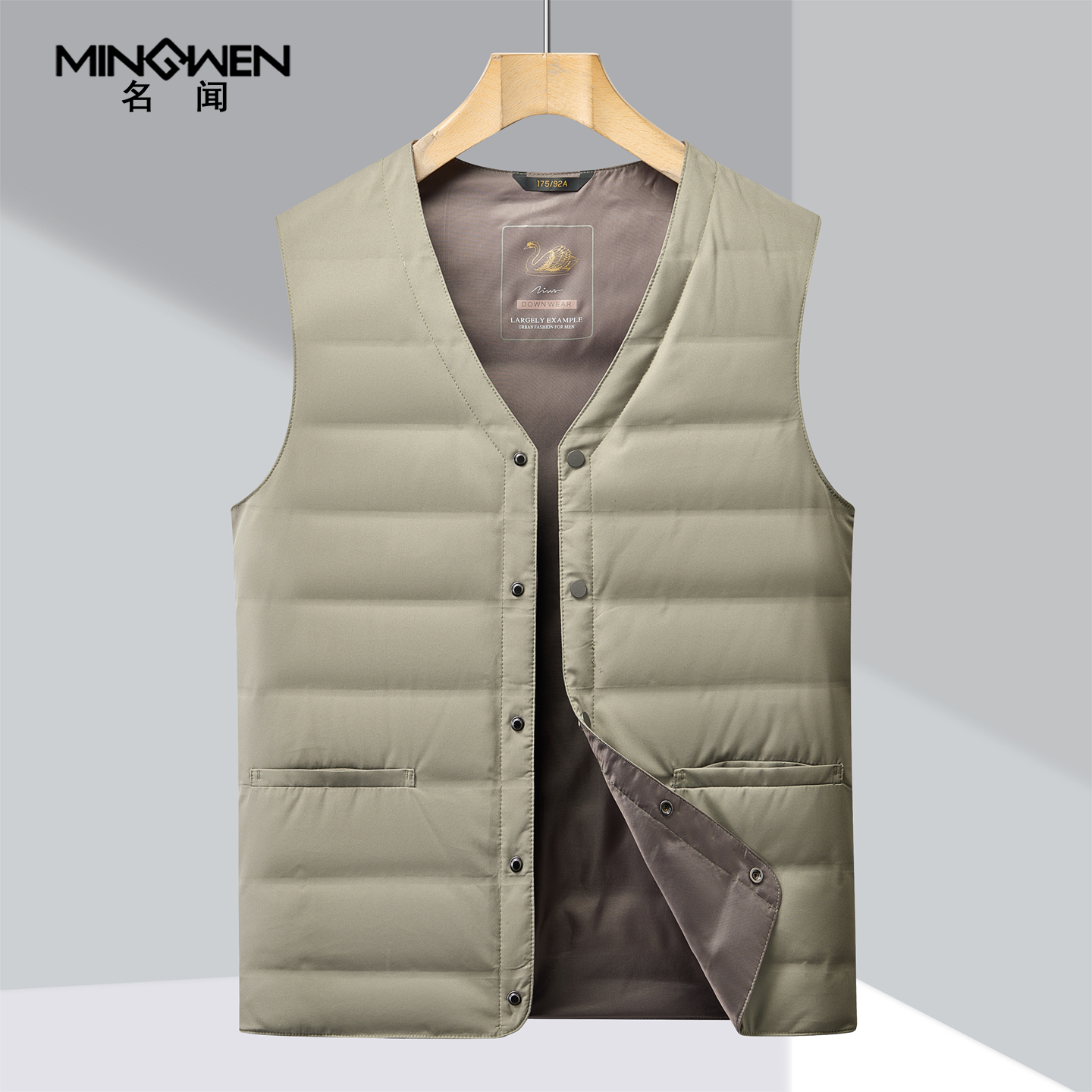 秋冬轻薄款内穿v领羽绒马甲