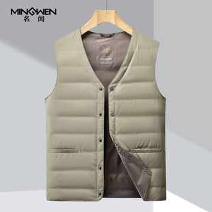 v领羽绒马甲男装秋冬季轻薄款内穿保暖背心时尚休闲无袖内胆坎肩
