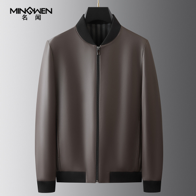 时尚休闲棒球服真皮皮衣