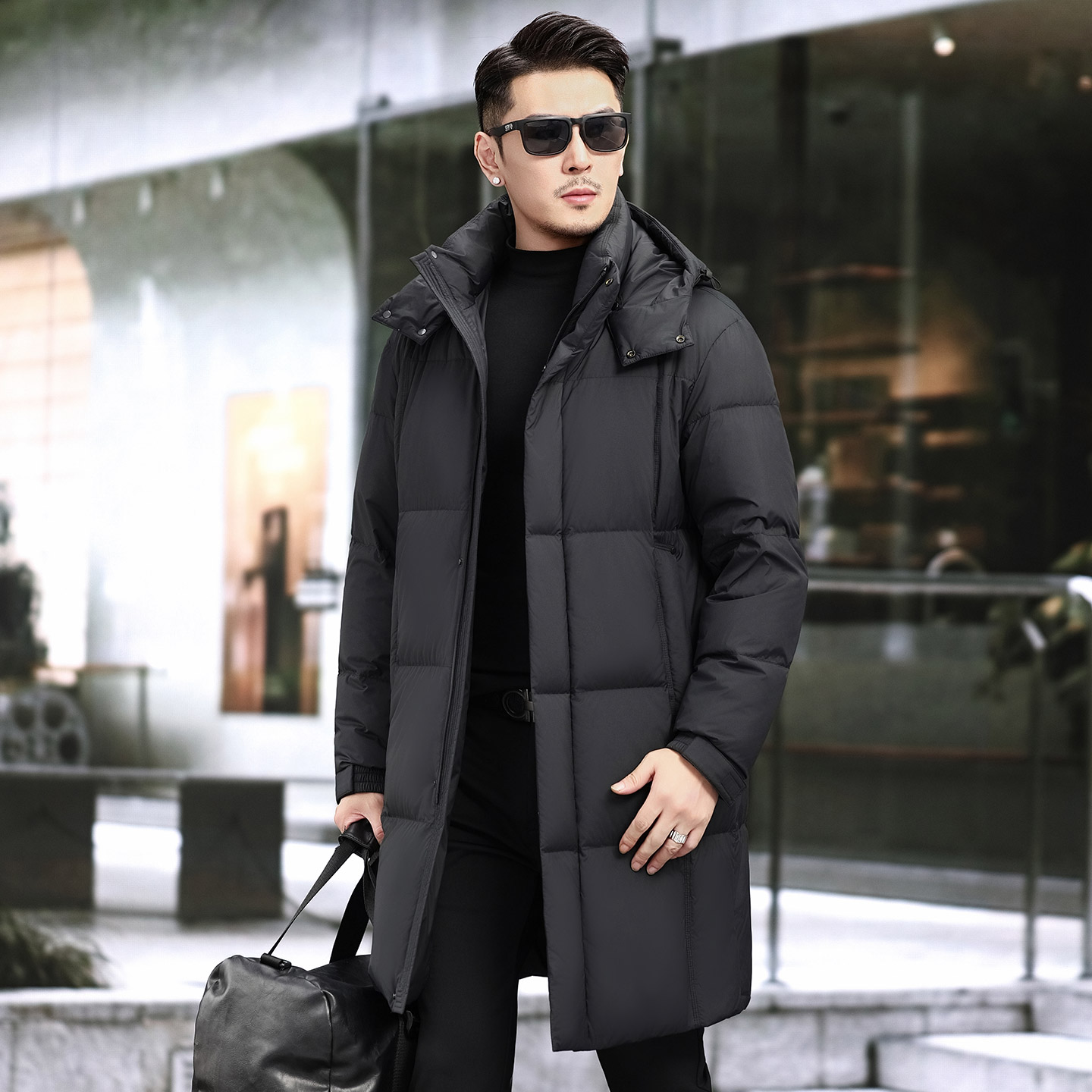 连帽羽绒服男冬季加厚中长款韩版宽松潮流高级感痞帅保暖风衣外套