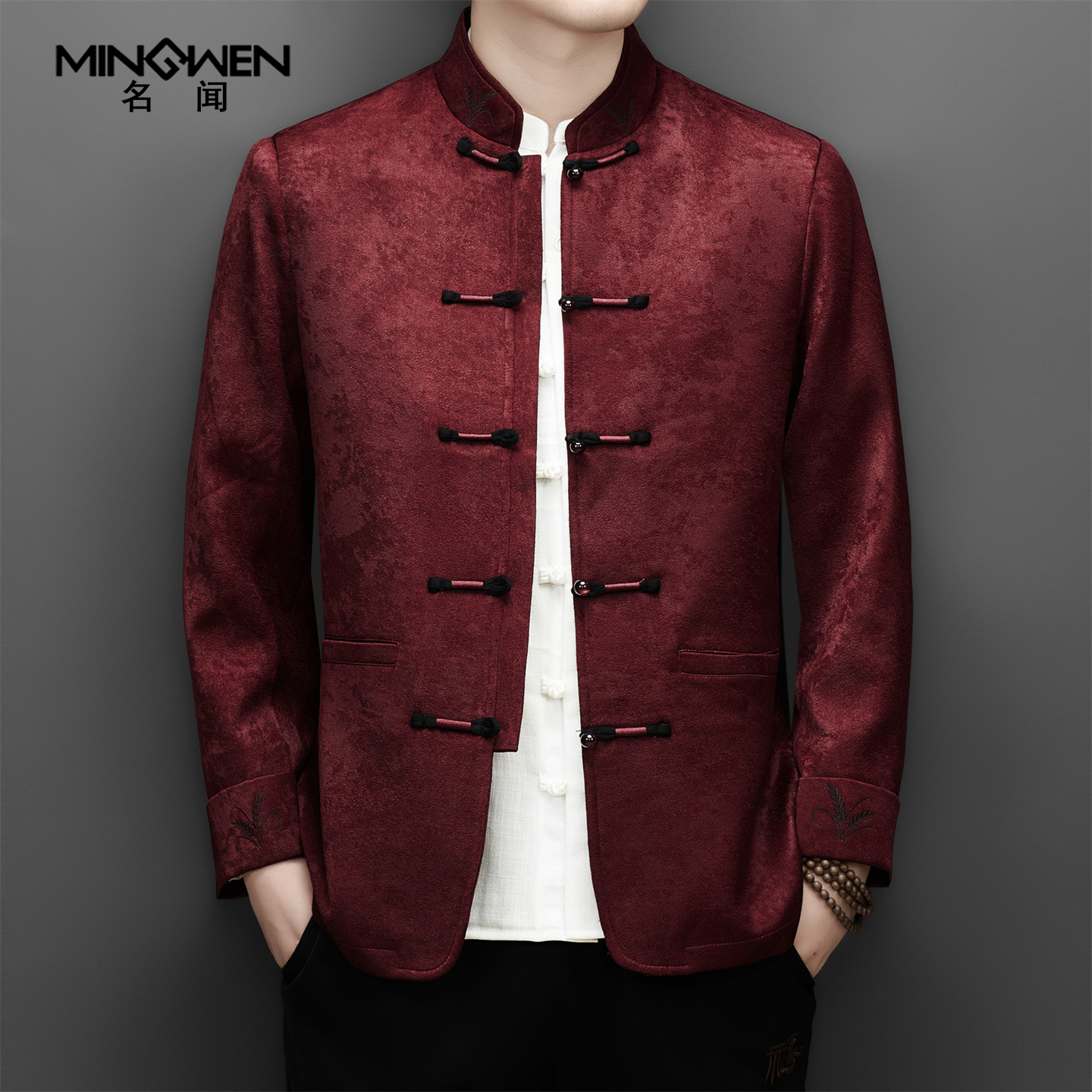 立领唐装男秋冬薄款中国风印花盘扣复古装宽松新中式中年爸爸外套,男装,唐装,淘宝优惠券,粉丝福利购,淘宝优惠卷