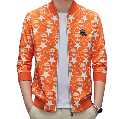 名闻棒球领春秋薄款前后印花夹克