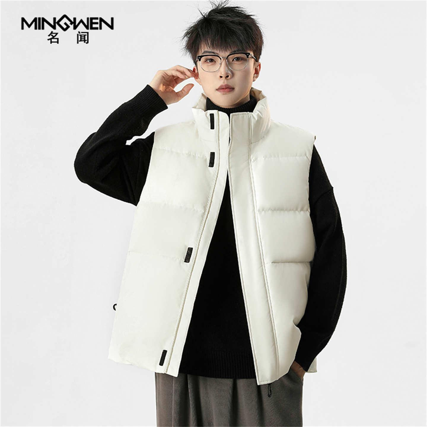 宽松休闲简约百搭立领羽绒马甲