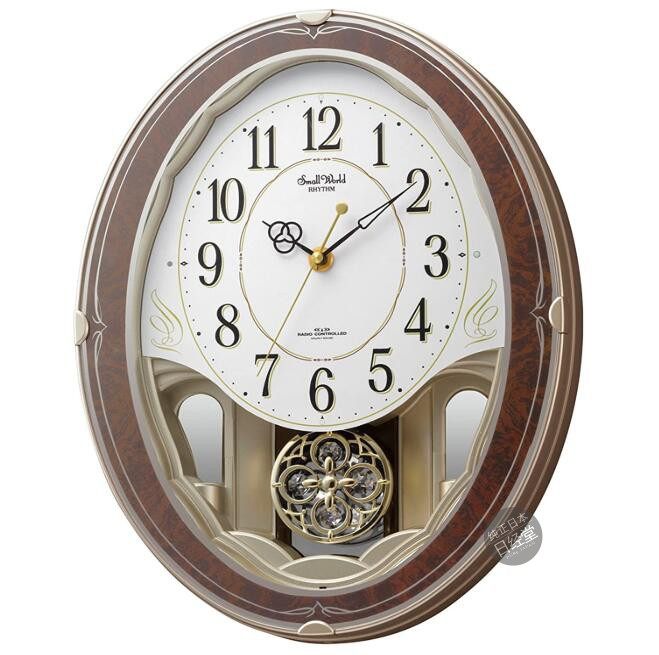 日本 rhythm丽声音乐挂钟纹客厅 4mn520rh  光感应18首旋律