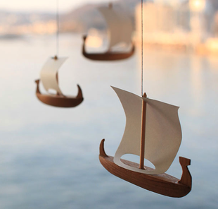 维京海盗船 挂饰 丹麦FLENSTED空中雕像风铃 日本代购 创意家居